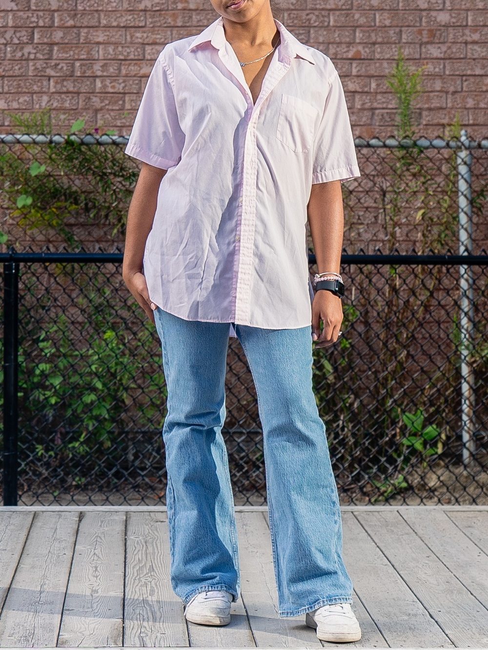 Yves Saint Laurent Light Pink Short Sleeve Button-Down Shirt